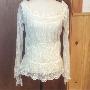Dina Bar-El Ivory Victorian Lace Top
